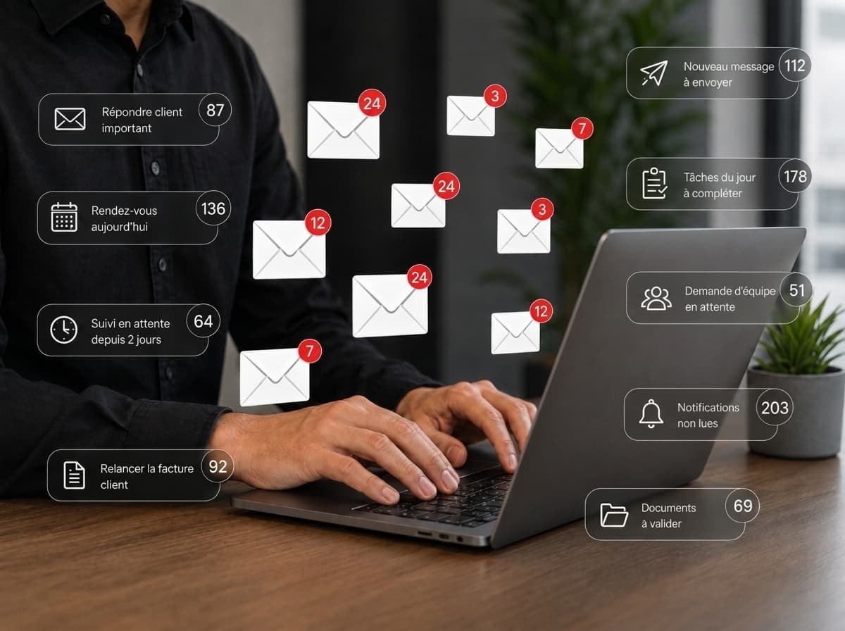 Tableau de bord InboxBriefs : résumé des emails, tâches et agenda